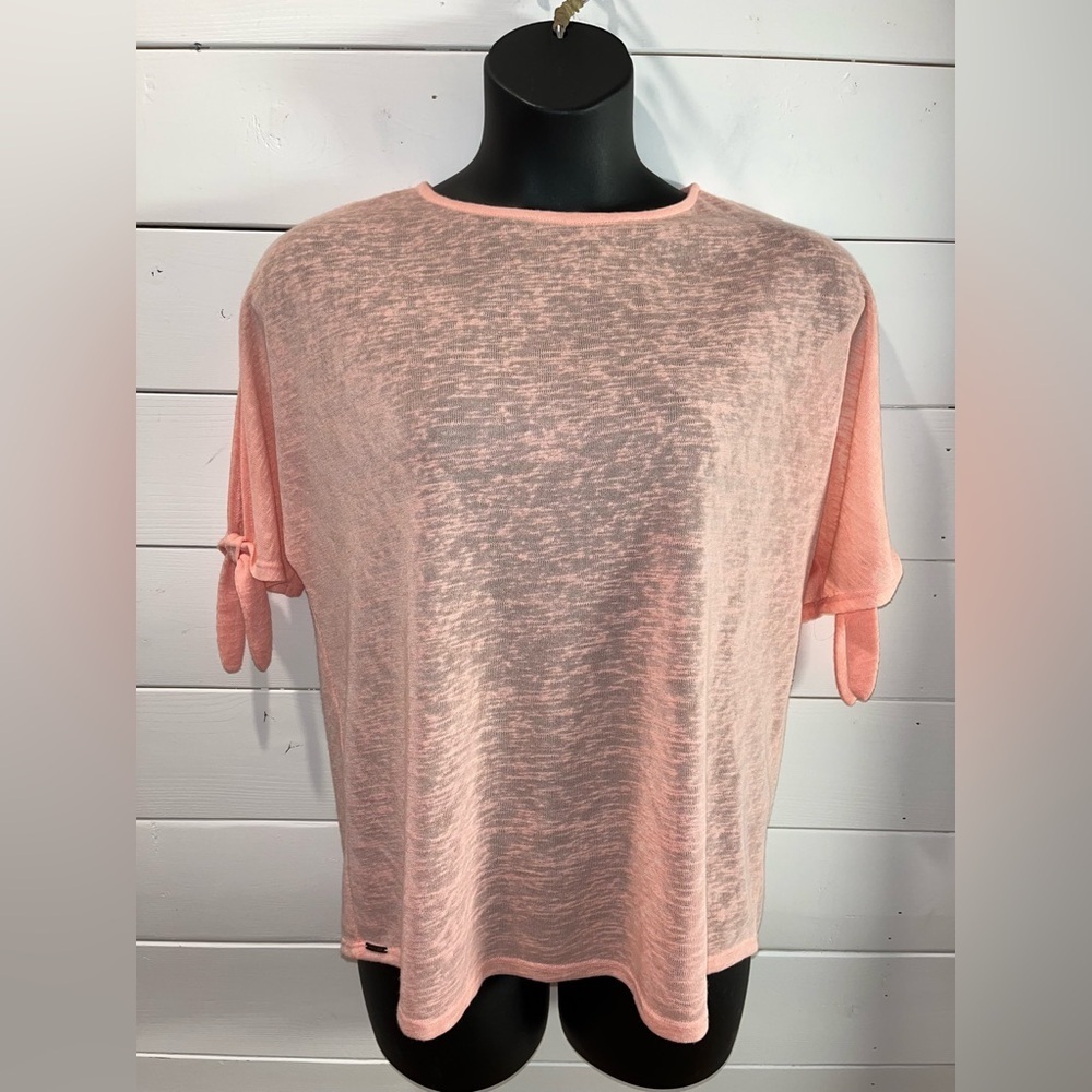 LISETTE L Montréal Coral Tie-Sleeve Top – L/XL (No Tag, Refer to Measurements)